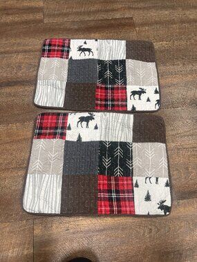Cozy Line Moose Lodge Quilted Pillow Shams Standard Set of 2